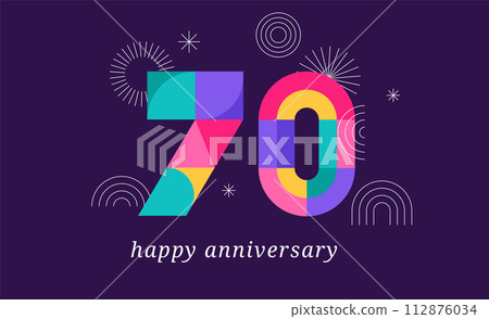 Anniversary concept design. Modern geometric style. Fireworks and celebration colorful background 112876034