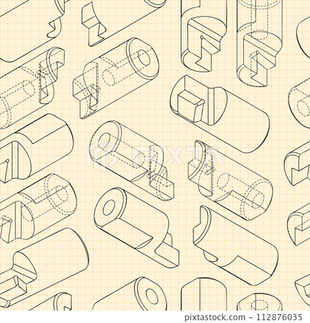 Mechanical engineering drawings on blue background. Cutter, assembly tool with replaceable multi-faceted plate. Technical Design. Cover. Blueprint. Vector illustration. Mechanical engineering drawings on blue background. Cutter, assembly tool with replaceable multi-faceted plate. Technical Design. Cover. Blueprint. Vector illustration. 112876035