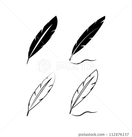 quill feather pen signature logo 112876137