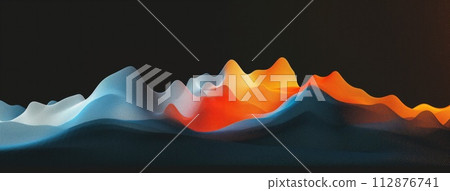 AI-generated content. Stylized digital waves with a smooth gradient from blue to orange, evoking a sense of calm fluidity. 112876741