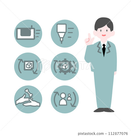 男性工人展示自動化 112877076