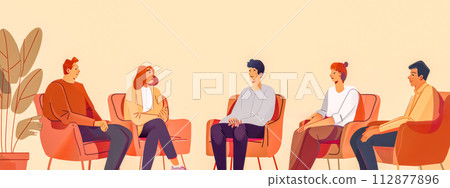 AI-generated content. Casual office meeting with diverse team members 112877896