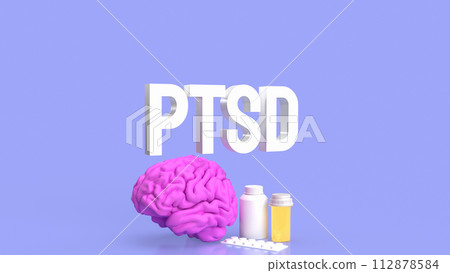 The Brain and ptsd text for health or sci concept 3d rendering. 112878584