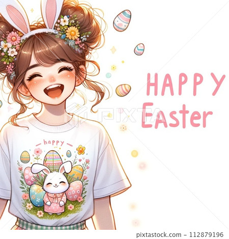 穿著復活節T恤的女孩 6 112879196