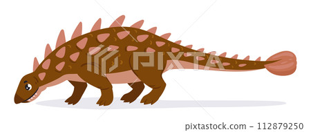 Cartoon ankylosaurus dinosaur. Armored cretaceous period dinosaur, ancient herbivorous ankylosaurus dino flat vector illustration. Ankylosaurus reptile on white Cartoon ankylosaurus dinosaur. Armored cretaceous period dinosaur, ancient herbivorous ankylosaurus dino flat vector illustration. Ankylosaurus reptile on white 112879250