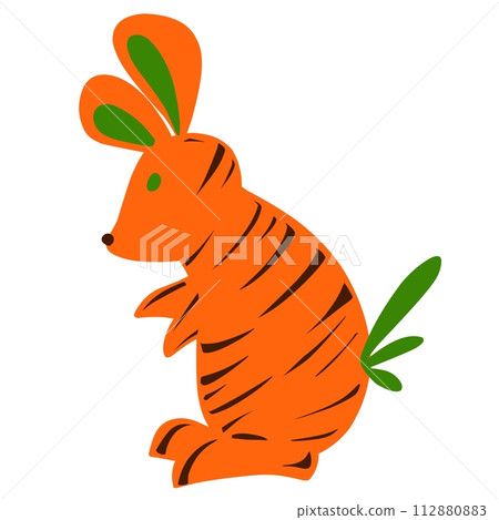 The cartoon rabbit design is suitable for logos, icons, stickers and so on 112880883