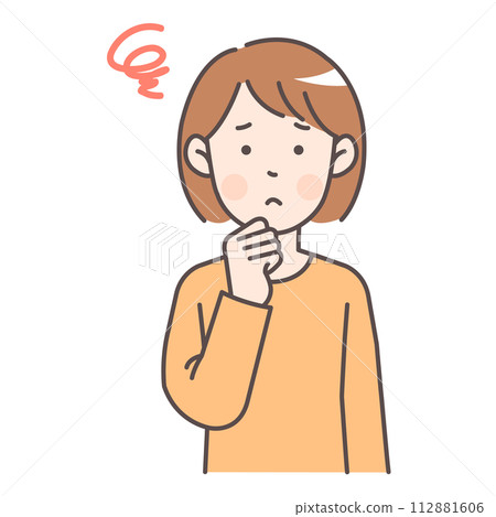 一個擔心的女人的上半身插圖 一個擔心的女人的上半身插圖 112881606