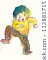 A boy expressing surprise with a strange pose 112881715