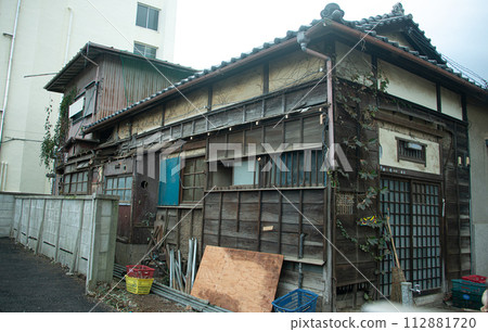 Showa era wooden house being demolished Showa era wooden house being demolished 112881720
