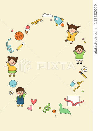 Vector illustration of cute children. 112882009