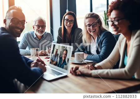 Business team in video conference, Business meeting on video call, conference meeting, Generative AI 112882033