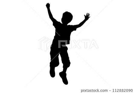 Kids jumping silhouette, set child jump logo icon design vector 112882090