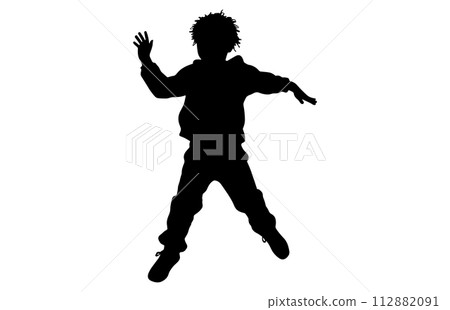 Kids jumping silhouette, set child jump logo icon design vector 112882091