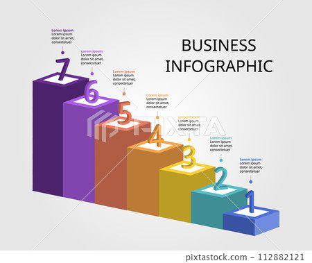 Graph template level number for infographic for presentation for 7 element 112882121