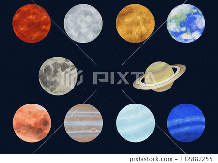 行星 + 月亮套裝 2 水彩觸感 112882255