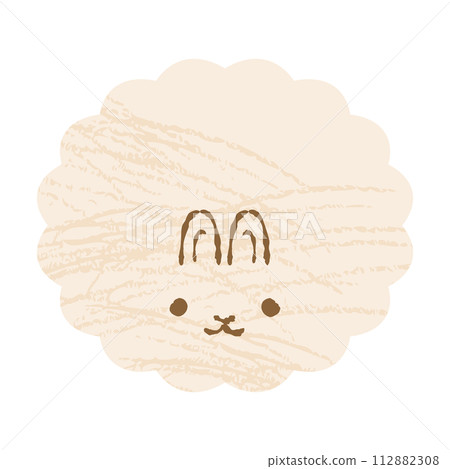 簡單可愛的毛茸茸的彩色鉛筆兔子（正面） 112882308