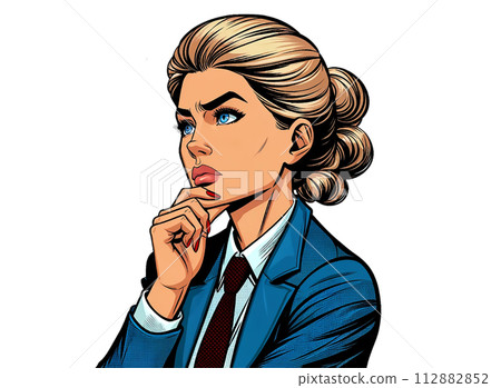 一位美國漫畫風格的女商人,正在為該怎麼辦而煩惱 一位美國漫畫風格的女商人,正在為該怎麼辦而煩惱 112882852