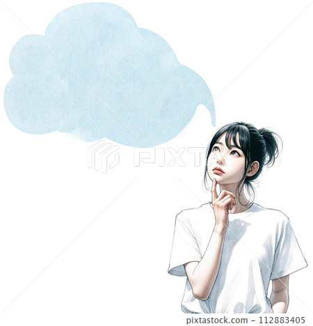 一個有思想的女人和講話泡泡的插圖 5 一個有思想的女人和講話泡泡的插圖 5 112883405