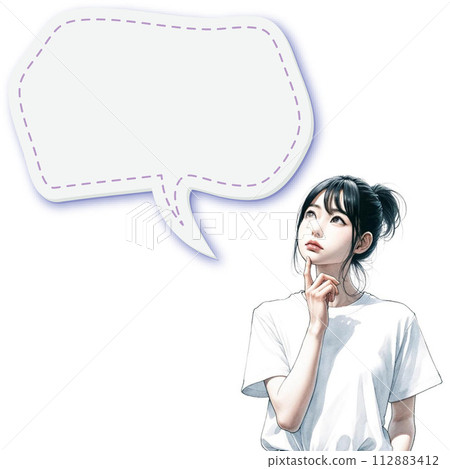 Illustration 7 of a thinking woman and a speech bubble Illustration 7 of a thinking woman and a speech bubble 112883412