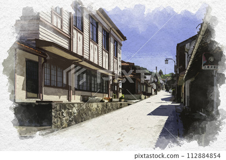 水彩風格雲南吉田街景島根縣雲南市 112884854