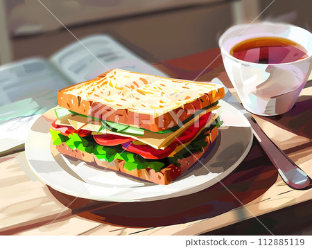 Sandwich and tea Sandwich and tea 112885119