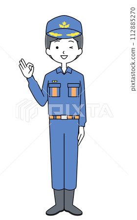 好的標誌消防員插圖(活動制服) 好的標誌消防員插圖(活動制服) 112885270