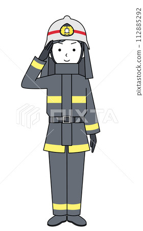 敬禮消防員插畫(消防服) 敬禮消防員插畫(消防服) 112885292