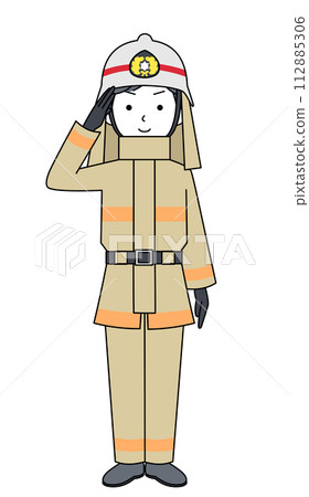 敬禮消防員插畫(消防服) 敬禮消防員插畫(消防服) 112885306