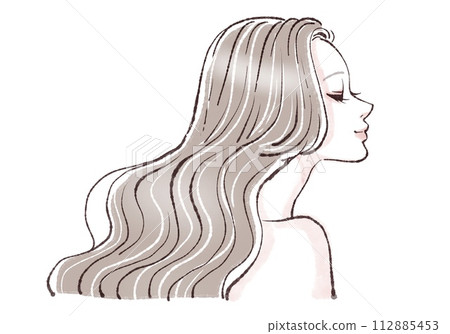 婦女和女孩的側面插畫素材 婦女和女孩的側面插畫素材 112885453