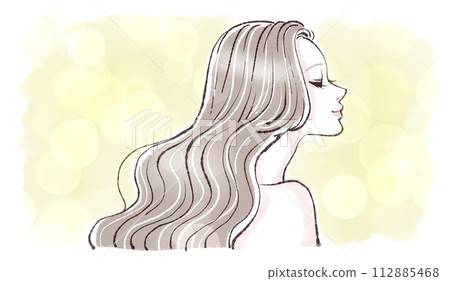 婦女和女孩的側面插畫素材 112885468