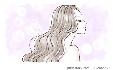 Profile illustration material of women and girls 112885478
