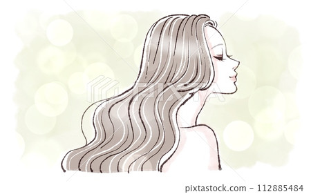 婦女和女孩的側面插畫素材 112885484
