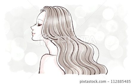 婦女和女孩的側面插畫素材 112885485