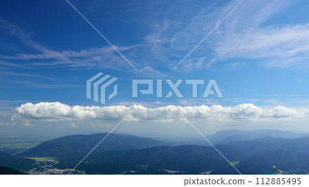Summer sky and clouds seen from the mountaintop 112885495