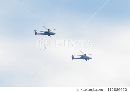 Japan Ground Self-Defense Force AH-64D Apache Longbow formation flight Japan Ground Self-Defense Force AH-64D Apache Longbow formation flight 112886650