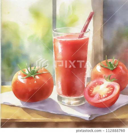 水彩風格番茄汁 112888760