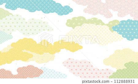 Colorful cloud-shaped Japanese pattern background 112888931