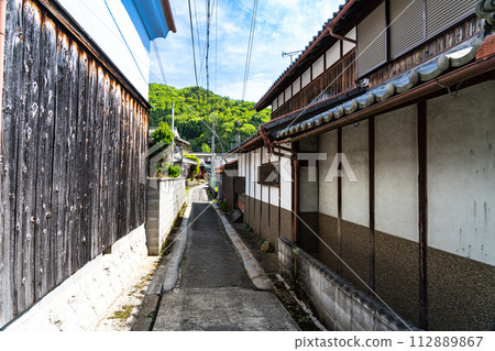[Important Preservation District for Groups of Traditional Buildings] Fukuzumi - Alley scenery in Fukuzumi middle district in early summer, Tanba Sasayama City, Hyogo Prefecture 112889867