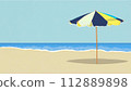 與海灘和傘的海背景圖 112889898