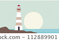 與海和燈塔的風景 112889901