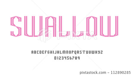 Set of alphabets font letters and numbers 112890285