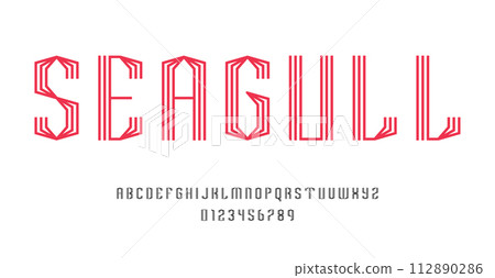 Set of alphabets font letters and numbers 112890286