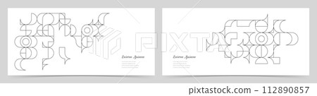 幾何抽象圓圈圖案復古背景設置 幾何抽象圓圈圖案復古背景設置 112890857