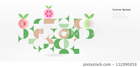 geometry abstract circle pattern retro vegetable fruit background 112890858