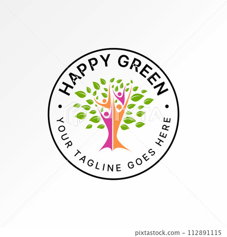 Logo design graphic concept creative premium vector stock abstract icon unique tree with 4 people active happy. Related to health care disease recovery Logo design graphic concept creative premium vector stock abstract icon unique tree with 4 people active happy. Related to health care disease recovery 112891115