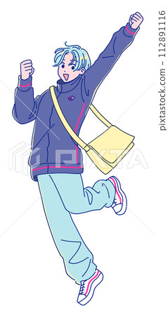 anime style jumping woman 112891116