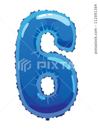 Helium blue balloons number. Realistic design element, numeral character. Party decoration balloon or anniversary sign. Vector glossy decorative digit illustration 112891164
