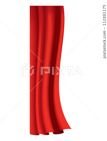 Red curtains realistic. Theater fabric silk decoration for movie cinema or opera hall. Curtains and draperies interior decoration object. Isolated on transparent for theater stage Red curtains realistic. Theater fabric silk decoration for movie cinema or opera hall. Curtains and draperies interior decoration object. Isolated on transparent for theater stage 112891175