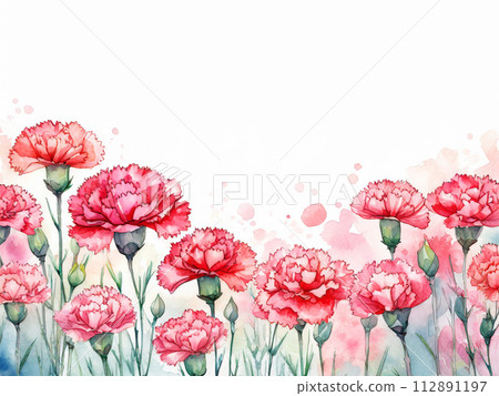 Watercolor Mother's Day Carnation Copy Space 112891197