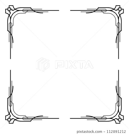 Art deco frame. Artwork graphic pattern. Ornate wedding invitation background template. Vintage retro style banner or label design. Vector design object Art deco frame. Artwork graphic pattern. Ornate wedding invitation background template. Vintage retro style banner or label design. Vector design object 112891212